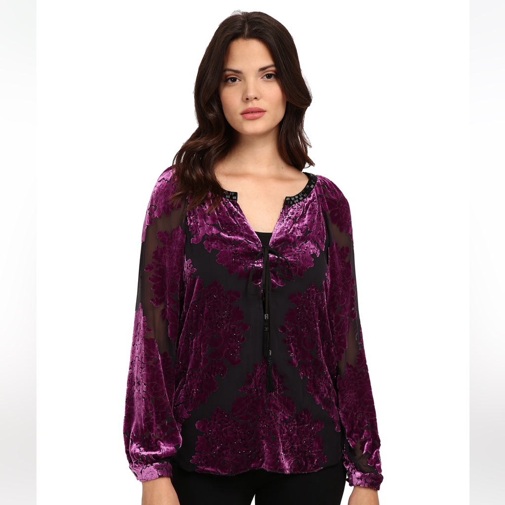 Hale Bob Long Sleeve Magenta Shirt Size Small